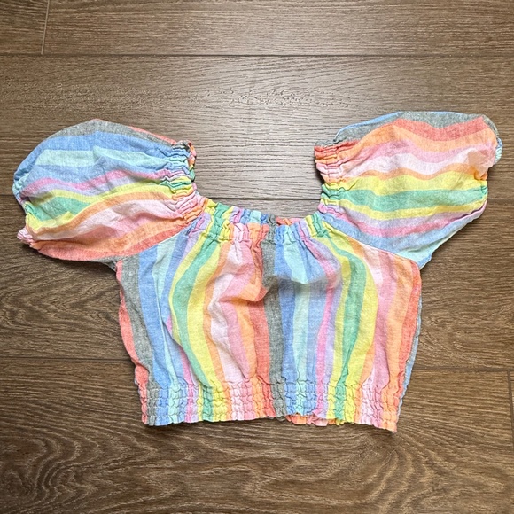 Gap Girls Cotton Puff Sleeve Top, Set of 2, Size Small, Linen, Eyelet, Summer - Picture 3 of 16